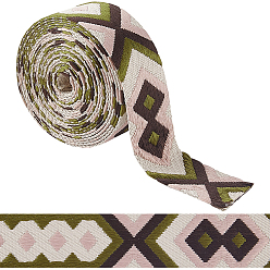 Темно-оливково-зеленый 5 ленты из полиэстера в ярдах, жаккардовая лента, аксессуары для одежды, темно-оливковый зеленый, 1-7/8 дюйм (48 мм)