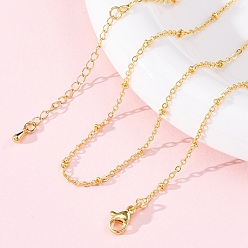 Настоящее золото 18K Латунные спутниковые цепочки ожерелья для женщин, 304 из нержавеющей стали застежкой омар, стойки покрытие, без свинца и без кадмия, долговечный, реальный 18 k позолоченный, 17.72 дюйм (45 см)