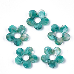 Светлый Морско-зеленый Подвески из ацетата целлюлозы (смолы), цветок, светло-зеленый, 23x24x5 мм, отверстие : 1.4 мм
