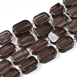 Ice Obsidian Natural Ice Obsidian Beads Strands, with Seed Beads, Rectangle, 11~13x8~9x4~5.5mm, Hole: 0.8mm, seed beads: 3x3x2, hole: 0.8mm, about 14pcs/strand, 7.80''(19.8cm)