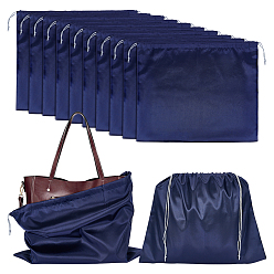 Midnight Blue Cloth Imitation Silk Dustproof Storage Pouches, Portable Travel Drawstring Bag, Rectangle, Midnight Blue, 39.7x50x0.45cm, 12pcs/bag