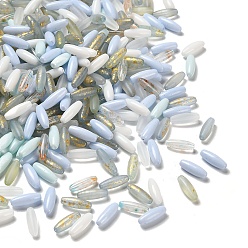 Светло-Голубой Окрашенные стеклянные бусины, продолговатый длинный овал, разнообразные, Небесно-голубой, 12.5x4.5 мм, отверстие : 0.9~1 мм, Около 2857 шт / 1000 г
