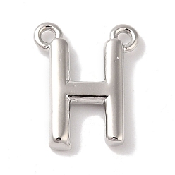 Letter H Стойки обшивки латунные подвески, долговечный, без свинца и без кадмия, письмо амулеты, платина, Письмо ч, 11x9x2 мм, отверстие : 1 мм