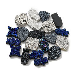 Gemischte Farbe Imitation Druzy Edelstein Harz Perlen, Mischformen, Gemischte Farbe, 7~12.5x7~10x3~4.5 mm, Bohrung: 1.2 mm