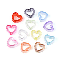 (52) Непрозрачная лаванда Прозрачная рамка из акриловых бусин, сердце, разноцветные, 12.5x13.5x5.5 мм, отверстие : 2 мм, Около 1110 шт / 500 г