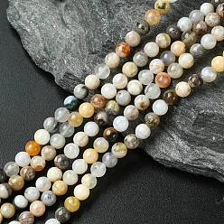 Бамбуковые Листья Агат Натурального бамбука листьев агат круглых бусин пряди, 4 мм, отверстие : 1 мм, около 92 шт / нитка, 15.5 дюйм
