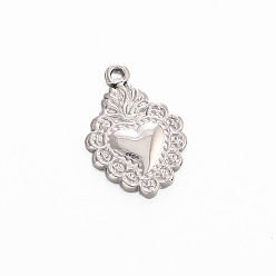 Нержавеющая Сталь Цвет Не тускнеет 304 подвеска из нержавеющей стали, сердце, цвет нержавеющей стали, 18x13 мм