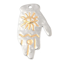 Золотой & Цвет Нержавеющей Стали 304 подвески из нержавеющей стали, ладонь с подвеской в виде глаза, ионное покрытие (ip), золотые и нержавеющая сталь цвет, 43x25.5x2.5 мм, отверстие : 2.5 мм