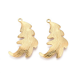 Настоящее золото 18K 304 подвески из нержавеющей стали лист, ионное покрытие (ip), реальный 18 k позолоченный, 37.5x23x4 мм, отверстие : 2 мм