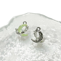 Светло-зеленый Подвески из платинового сплава и смолы, луна, светло-зеленый, 15x13 мм