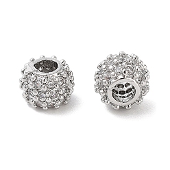 Платина Латунные прозрачные бусины из кубического циркония, без кадмия, без никеля и без свинца, круглые, платина, 6x4.5 мм, отверстие : 2.5 мм