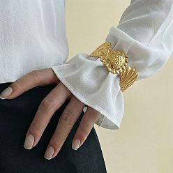 Shell Shape 304 широкие браслеты-манжеты из нержавеющей стали, эффектные браслеты для женщин, золотые, форма раковины и сердца, внутренний диаметр: 2.56 дюйм (6.5 см)