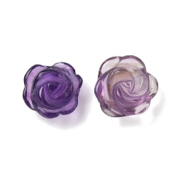 Аметист Природный аметист бисера, половине просверлил, резной, цветок розы, 12~14x6~10 мм, отверстие : 0.9 мм