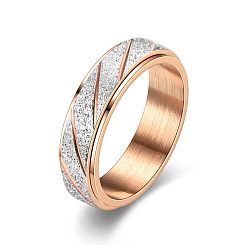 Розовое Золото Матовая полоса 304 вращающееся кольцо для пальца из нержавеющей стали, Кольцо-спиннер для успокоения беспокойства, медитации, розовое золото , размер США 6 (16.5 мм)