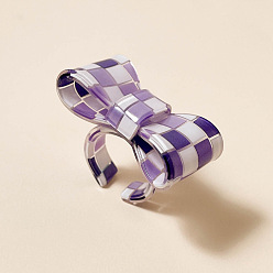 Средний Фиолетовый Открытые кольца-манжеты из смолы для женщин, бантом, средне фиолетовый, внутренний диаметр: 18 мм