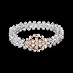 Horse Eye Сплав кристаллов горного хрусталя и пластиковый искусственный жемчуг бисерные цепочки на талию живот для женщин, белые, золотые, лошадиный глаз , 600 мм