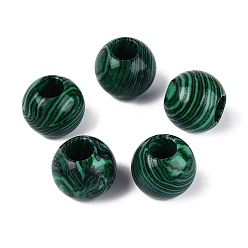 Малахит Синтетические малахит бусины, гладкая рондель, бусины с большим отверстием, 20~20.5x17~18 мм, отверстие : 7.5~8.5 мм
