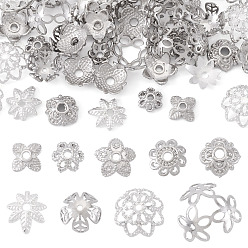 (52) Непрозрачная лаванда 54 шт 9 стиль латунные колпачки для бусинок, лотос, разноцветные, 6~10.5x2~6 мм, отверстие : 1~1.6 мм