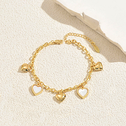Сердце Женские браслеты на ногу из богемской латуни с белой цепочкой и кисточками, реальный 18 k позолоченный, сердце, 7-7/8 дюйм (200 мм)