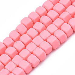 Pink Handmade Polymer Clay Beads Strands, Cube, Pink, 5x5x5mm, Hole: 1.8mm, about 86~88pcs/strand, 15.35 inch~16.34 inch(39~41.5cm)