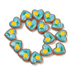 Бирюза Нити бусин-лэмпворк в форме сердца ручной работы, ананас, бирюзовые, 24x24x11 мм, отверстие : 1.4 мм, около 15 шт / нитка, 14.17'' (36 см)