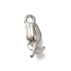 Нержавеющая Сталь Цвет Антикоррозийные 304 подвески из нержавеющей стали, цветочный шарм, цвет нержавеющей стали, 19.5x7.5x6 мм, отверстие : 2.2 мм