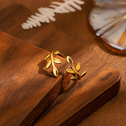 Золотой 304 открытые кольца манжеты из нержавеющей стали, лист, золотые, 20 мм