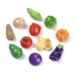 Mixed Shapes Непрозрачная смола декодирует кабошоны, имитация овощей, разноцветные, разнообразные, 18.5~24x13~23x8~14 мм