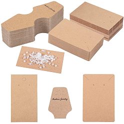 Camel Cardboard Paper Necklace and Earring Display Cards Sets, with Plastic Ear Nuts/Earring Backs, Camel, Display Cards: 200pcs/set