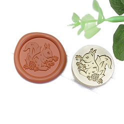 Squirrel Золотая восковая печать, латунная головка штампа, для приглашений, конверты, подарочная упаковка, белка, 25x25 мм