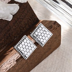 Платинированный Латунь серьги, квадратный, Реальная платина, 9x9 мм
