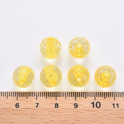 Gold Transparent Acrylic Beads, Round, Faceted, Gold, 6x5.5mm, Hole: 1.4mm, about 4160pcs/500g