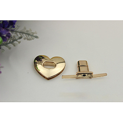 Light Gold Zinc Alloy Twist Bag Lock Purse Catch Clasps, Heart, for DIY Bag Purse Hardware Accessories, Light Gold, 2.8x3cm