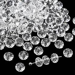 Прозрачный К 9 стекло, имитация Австрийские кристаллические шарики, класс AAA, граненые, рондель, прозрачные, 6x4 мм, отверстие : 0.7~0.9 мм