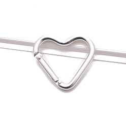 Серебро Застежки карабинов для скалолазания из алюминиевого сплава, брелки, сердце, серебряные, 44x40x4.5 мм