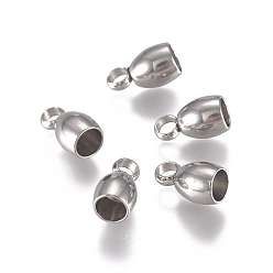 Stainless Steel Color Tarnish Resistant 201 Stainless Steel Cord Ends, End Caps, Stainless Steel Color, 8x4.5mm, Hole: 1.8mm, Inner Diameter: 3mm