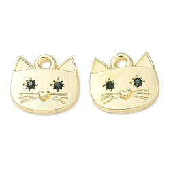 Cat Shape Pendentifs en alliage, plaqué longue durée, or, breloques en forme de chat, 12.5x13.5x2.5mm, Trou: 1.5mm