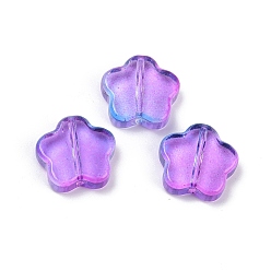 Средняя Орхидея Прозрачные стеклянные бусины, звезда, спекающийся лак, средне орхидеи, 14x15x5 мм, отверстие : 1.2 мм