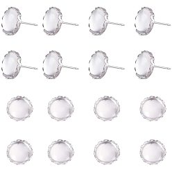 Platin Farbe Diy Ohrringschmuck, mit transparenten Glascabochons und Messing-Ohrsteckern, Platin Farbe, 7.4x7.3x2.5cm, 60pcs / box