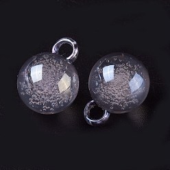 Lilac Acrylic Pendants, with Bubble inside, Round, Lilac, 16x11mm, Hole: 3mm