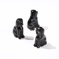 Обсидиан Натуральные обсидианные декорации, украшение домашнего офиса, собака, 55 мм