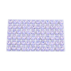 Violet K9 Glass Rhinestone Cabochons, Pointed Back & Back Plated, Faceted, Oval, Violet, 10x8x4mm