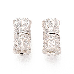 Серебро 925 Застежки-винты из стерлингового серебра и прозрачного кубического циркония, цветок, с печатью 925, серебряные, 10x5 мм, отверстие : 2 мм