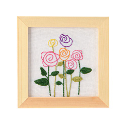 Цветок Стартовые наборы для вышивания, включая ткань и нитки для вышивания, игла, инструкция, цветок, 184x184 мм