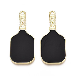 Черный Эмали сплава большие кулоны, талисманы для пиклбола, золотые, чёрные, 52.5x23x4.5 мм, отверстие : 2.8 мм