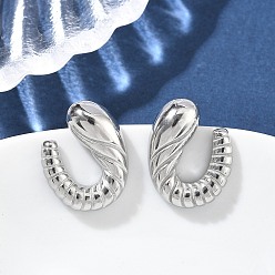 Нержавеющая Сталь Цвет 304 серьги-гвоздики в форме спирального круассана из нержавеющей стали для женщин, цвет нержавеющей стали, 20.5x16 мм