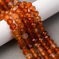 Красный Агат Природного сердолика нитей бисера, окрашенная и подогревом, граненые, тыква, 8x5 мм, отверстие : 1 мм, около 70~72 шт / нитка, 14.17''~15.16'' (36~38.5 см)