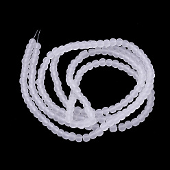 White Transparent Glass Bead Strands, Frosted, Round, White, 4mm, Hole: 1.1~1.6mm, about 200pcs/strand, 31.4 inch