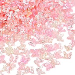 Pink Перламутровые бусины из пластика ABS с имитацией жемчуга, бабочка, два тона, розовые, 10x11x3 мм, отверстие : 1.6 мм, Около 3333 шт / 500 г