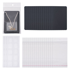 Черный Наборы для упаковки ожерелий, В комплект входят 30 картонные подставки для демонстрации ожерелий и сережек., в комплекте: 30 листы пластика, пакетик с клейкой основой для цепочки и 30 шт. целлофановых пакетов, чёрные, 90 шт / комплект